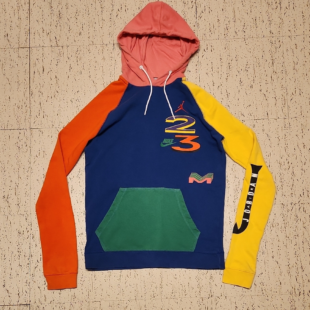 Air Jordan Nike Multi Color Retro Full Graphic Pullover Hoodie Sweater